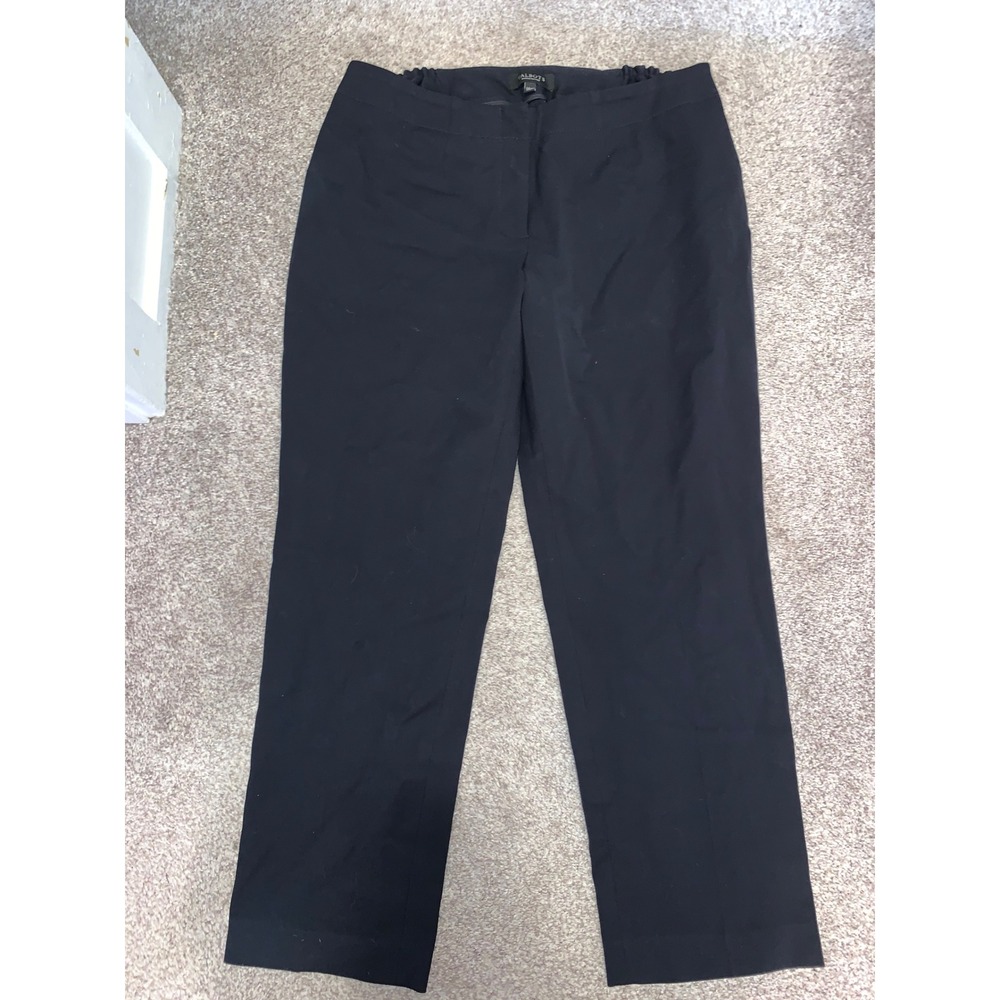 Talbots Woman Petites Black Dress Pants Size 14WP Elastic Waist Straight Leg